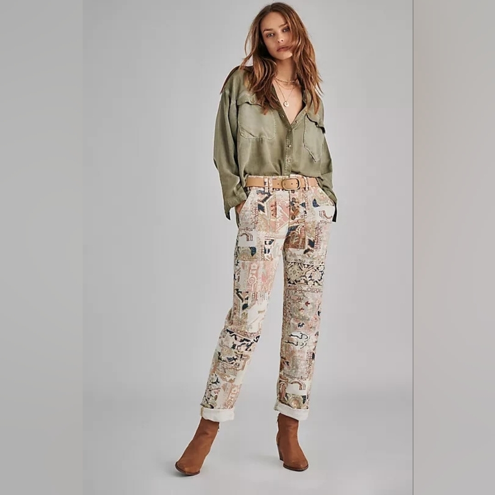 Anthropologie Boho Straight Leg Pants